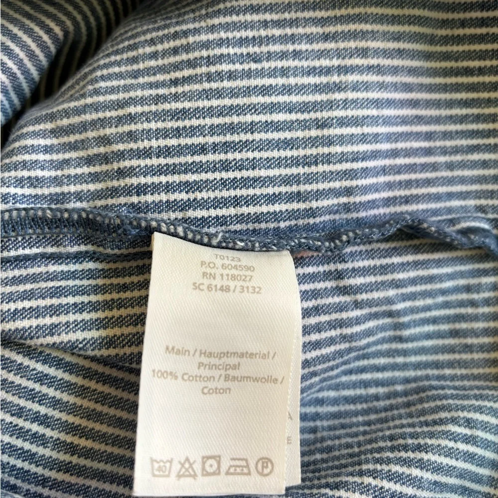 Anthropologie BODEN Mira Box Pleated Railroad Stripe Denim Skirt